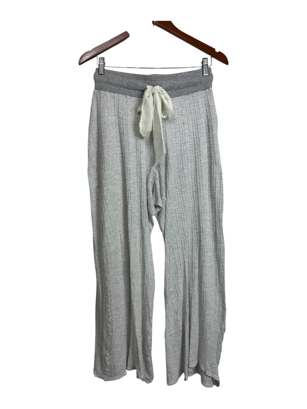 Saturday Sunday Anthropologie Light Gray Ribbed Wide Leg Lounge Pants Drawstring